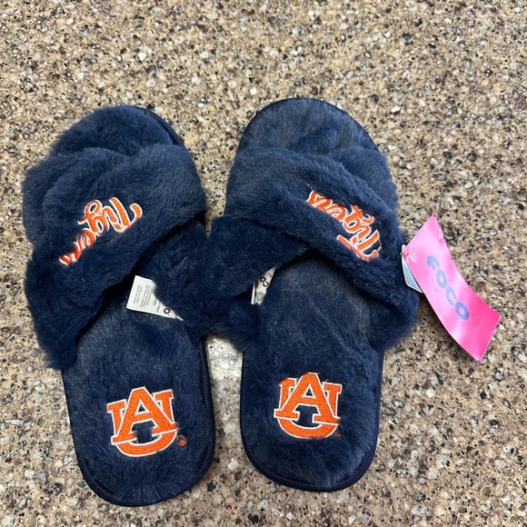 Auburn University Navy Blue Fuzzy Slippers - Picture 1 of 5
